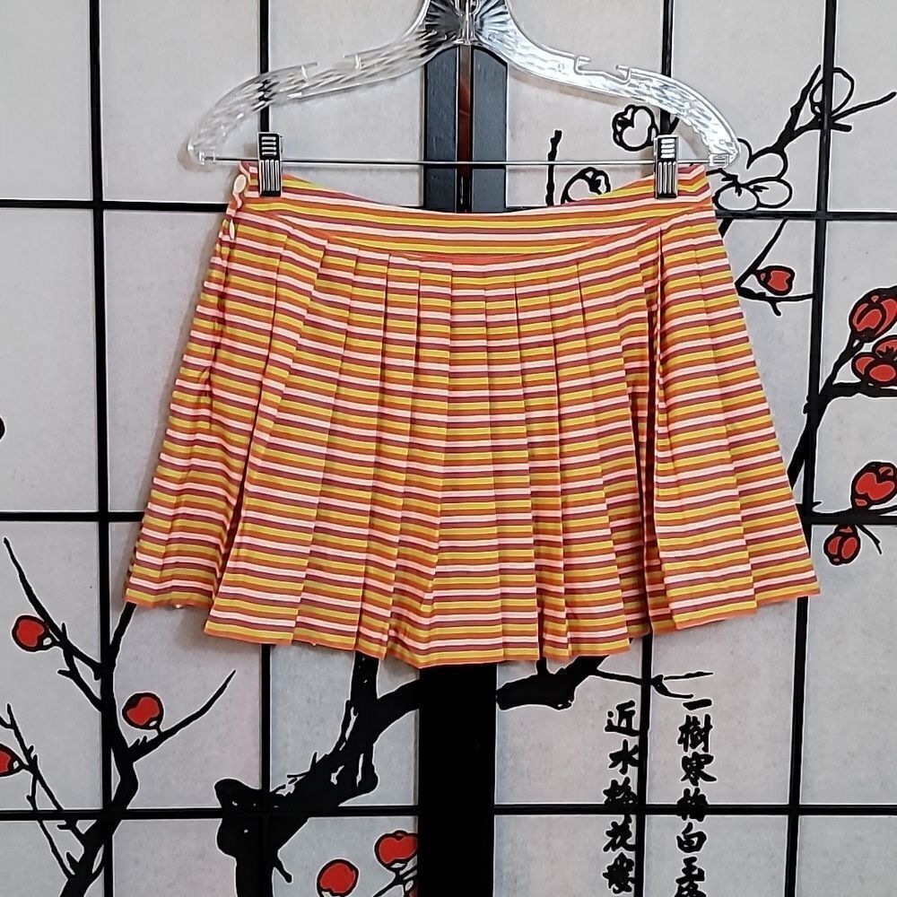 Vintage LACOSTE PINK GREEN STRIPE SHORT PLEAT SKIRT